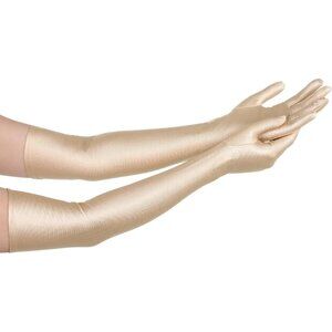 Women's Champagne Evening Long Satin Gloves Elbow Length Costume Party Prom